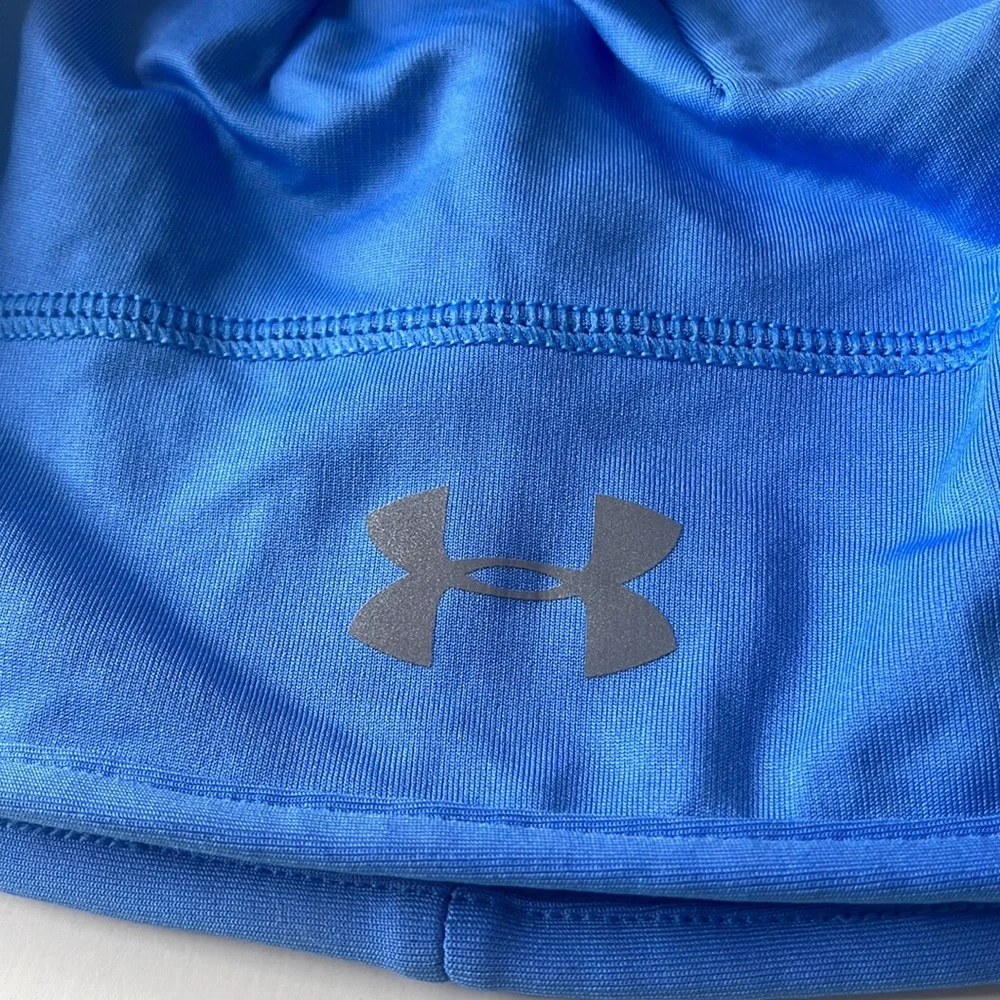 Under Armour No Breaks Coldgear Infrared Running Hat Beanie Pony Tail Blue